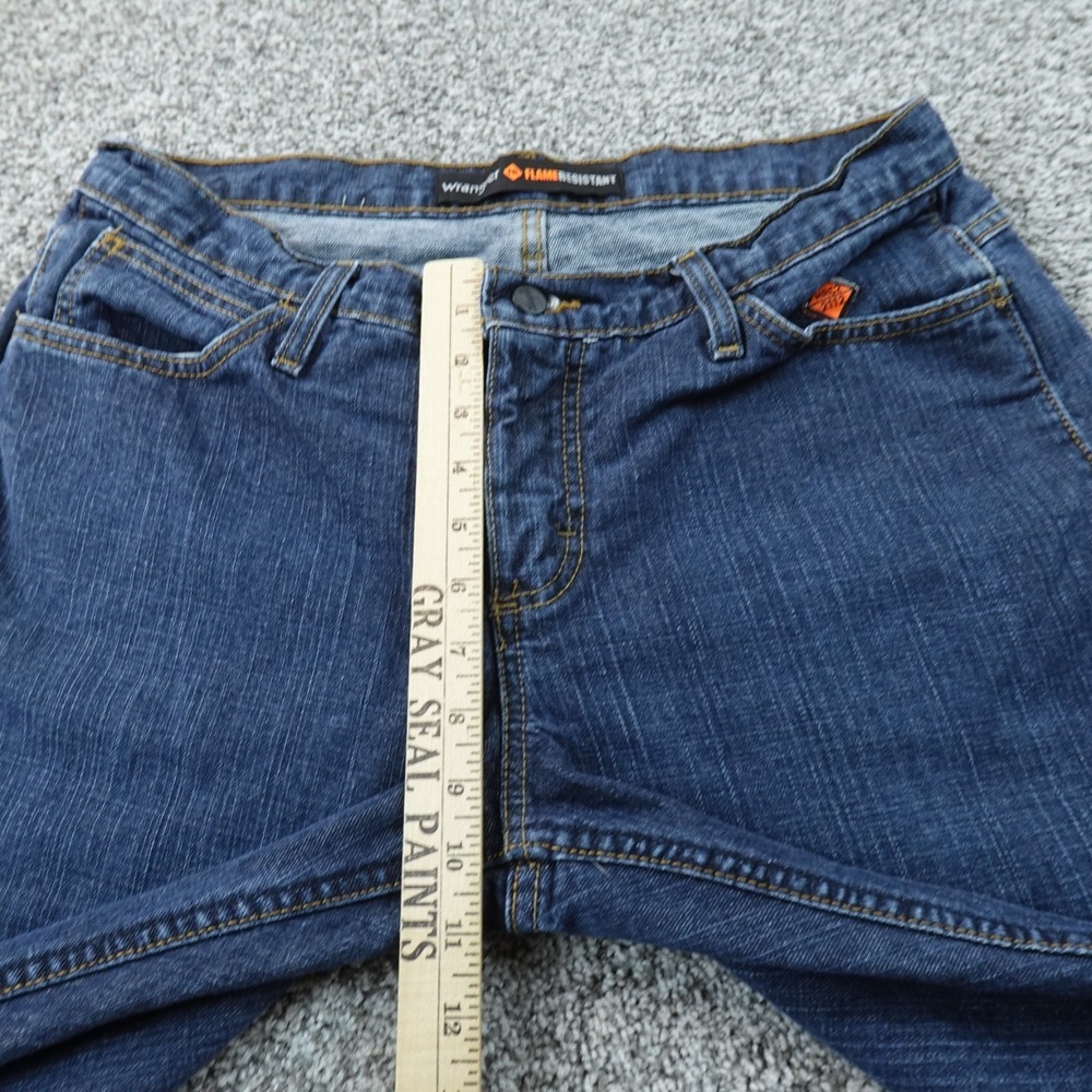 Wrangler Jeans Womens 11 Dark Blue Denim Pants Boot Cut Flame Resistant Western - Picture 4 of 12